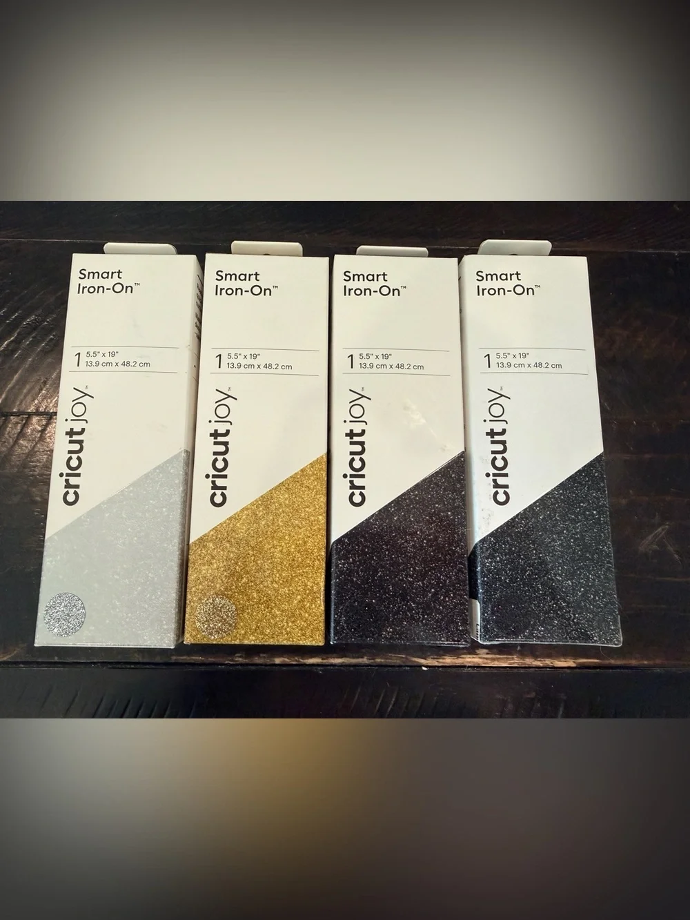 Cricut Joy Smart Iron-On Glitter Vinyl Bundle Of 4: Silver Gold Black 5.5
